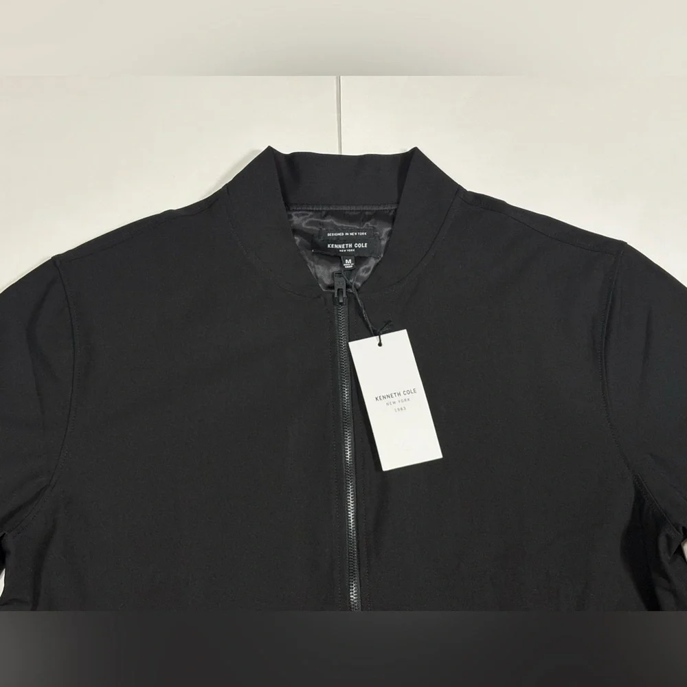 Kenneth Cole New York Men’s Full Zip Bomber Jacket KF9L48BLK black size M medium